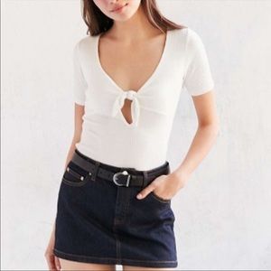 Project Social Off-white Tie-front top